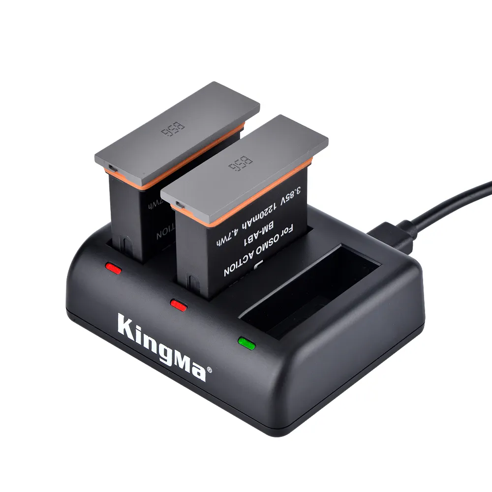 KingMa 교체 1220mAh 완전 디코딩 AB1 배터리 트리플 충전기 DJI OSMO 액션 카메라