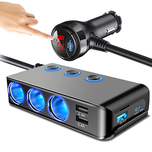Ổ Cắm Bật Lửa Thuốc Lá Xe Hơi 1 Đến 3 Mới Bộ Sạc Xe Hơi PD30W Sạc Nhanh Với Công Tắc Độc Lập Bật Lửa Thuốc Lá Nhiều <span class=keywords><strong>USB</strong></span> - Product Image 2