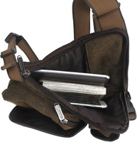 Tas Pinggang Kanvas Berlapis Lilin Vintage dengan Banyak Kantong Resleting, Tas Selempang Kaki untuk Aktivitas Luar Ruangan, Sepeda Motor, Taktis, untuk Pria