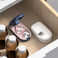 Coupe-pilules portable de voyage, séparateur, boîte à médicaments avec lame en acier inoxydable, broyeur et moulin