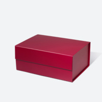 Boîte cadeau en carton rigide rouge bordeaux à rabat magnétique pliable de taille A5 en gros