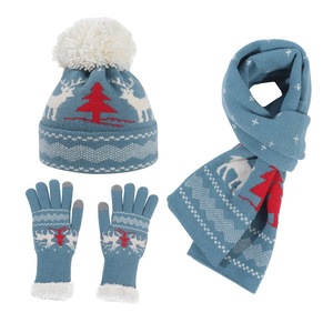 2025 noël hiver <span class=keywords><strong>bonnet</strong></span> écharpe <span class=keywords><strong>gants</strong></span> ensemble 3 pièces plaine dessin animé tricoté chaud chapeau pour filles femmes hommes pour la fête cadeau de noël - Product Image 3