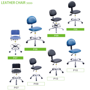 Silla de Laboratorio ESD Antiestática de Cuero Ergonómica con Respaldo Ajustable Giratorio para Fábrica, Taller, Escuela, Hospital y Cuarto Limpio - Product Image 2