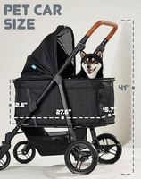 Poussette pour animaux de compagnie, échantillon gratuit, pour chiens jusqu'à 66 lbs, poignée réglable, capote 180°, 4 roues pour chiens et chats de taille moyenne/grande