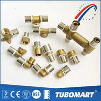 Presse en laiton de 25mm, raccord de tuyau Pex, joint de presse, coude, corps de vanne en t pour la plomberie
