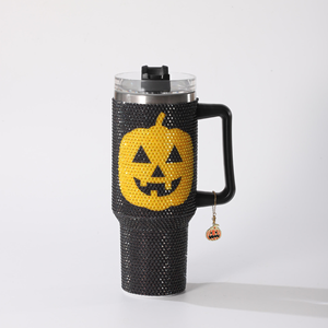 Scary Michael Myer Rhinestone Tumbler W Straw Bloody Jason Mug Halloween Screaming Ghost Cup Vaso de <span class=keywords><strong>diamante</strong></span> de acero inoxidable - Product Image 4