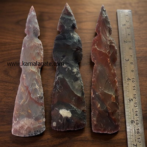 Black Polished Agate Tomahawk Free Form Crystal <b>Stone</b> Art Collectible 5 Inch Hand Knapped Arrowhead Point - Product Image 4