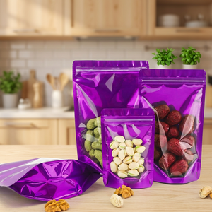 Bolsa de Aluminio de Grado Alimenticio con Ventana Transparente, Acabado Mate Esmerilado, Cierre Hermético, para Café, Comida para Mascotas, Bocadillos, Dulces, Uso en Tiendas de Abarrotes y Regalos - Product Image 1
