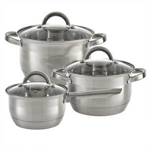 Juego de utensilios de cocina de cazuela de acero inoxidable de nuevo diseño moderno 2025, ollas ecológicas con tapa de vidrio <span class=keywords><strong>para</strong></span> el hogar y la cocina, <span class=keywords><strong>Camping</strong></span> - Product Image 1