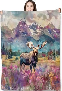 Manta de tiro de alce de montaña Turamurra, diseño natural, franela cálida, regalos de felpa para sala de estar, dormitorio, decoración, amantes de <span class=keywords><strong>la</strong></span> vida silvestre - Product Image 2