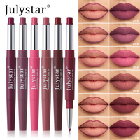 Julystar Maquillage Minéral Mat Professionnel Longue Tenue Non-transfert Illuminateur Rouge à Lèvres et Crayon à Lèvres Double Embout à Rouler