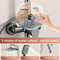 Ensemble de douche chaud et froid gris anthracite avec pommeau pluie, douchette à main et bec de baignoire, trois fonctions, barre coulissante, vente directe usine, OEM ODM