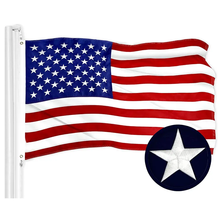 Großhandel Outdoor Heavy Duty Nylon Oxford genähte Streifen gestickte Sterne USA US-Flagge 3x5 Ft amerikanische Flaggen mit Messing Ösen