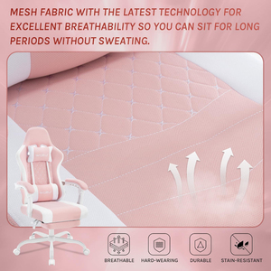 Échantillon Gratuit Chaise de Bureau Gaming <span class=keywords><strong>Recaro</strong></span> Rose et Blanche avec Accoudoirs pour Ordinateur, Base Large, Étiquette Privée, 1 pièce - Product Image 4