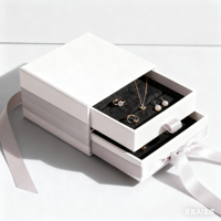 Boîtes cadeaux miniatures haut de gamme personnalisées, type tiroir, avec lamination mate, gaufrage et impression quadrichromie pour l'emballage de bijoux