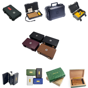 Bộ Dụng Cụ Humidor Logo Theo Yêu Cầu Bán Sỉ Từ Nhà Máy Hộp Đựng Xì Gà Bằng Nhựa Cứng Kèm Dao Cắt Và Bật Lửa Màu Logo Tùy Chỉnh - Product Image 1
