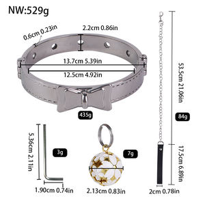 Commercio all'ingrosso collare in metallo BDSM con guinzaglio per adulti al dettaglio pesante rivetto Design Bondage ingranaggio collare per animali domestici per uomo donna schiavo gioco di ruolo - Product Image 4