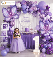 Kit d'arche de ballons papillon pour fête d'anniversaire, mariage, cérémonie d'ouverture, festival, décorations de célébration, toile de fond rose et violette