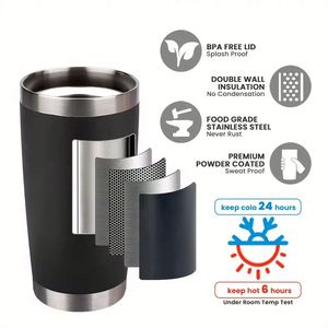 Gobelet isotherme personnalisable en acier inoxydable à double paroi de 20oz et 30oz pour café et vin, avec paille et logo personnalisé, vente en gros - Product Image 2