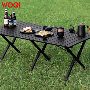 Mesa Plegable para Exteriores Woqi, 120x60x45cm, Rectangular, Portátil, para Camping y Picnic, Base Cruzada, Tela Oxford Negra - Product Image 2