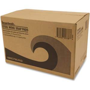 Almohadillas de jabón de lana de acero azul Boardwalk 96130-M-BWK de 3 pulgadas X 2.5 pulgadas 12 Cajas/Cartón - Product Image 4