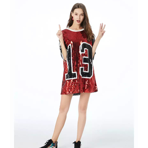 <span class=keywords><strong>Robe</strong></span> à paillettes personnalisée, <span class=keywords><strong>maillot</strong></span> <span class=keywords><strong>de</strong></span> <span class=keywords><strong>basket</strong></span>-ball à paillettes, t-shirt décontracté pour femmes, hip-hop, robes - Product Image 6