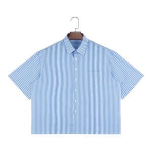 Streetwear, logo personnalisé, 100% coton, broderie, écologique, respirant, surdimensionné, long, pour chemise, bouton, rayure, impression en relief, style boxy - Product Image 1