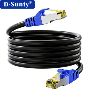 สายอีเธอร์เน็ต Cat8 แบบกลม สีน้ำเงิน หัวต่อ RJ45 SSTP SFTP ป้องกันสัญญาณรบกวนสองชั้น 40Gbps 2000MHz ทองแดงแท้ สายแพทช์แลน - Product Image 1