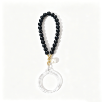 Nouveaux porte-clés en acrylique avec insert photo en plastique, sangle en perles imitation verre, étanches, avec logo personnalisable, cadeaux promotionnels