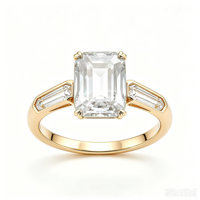Bague en or 14 carats certifiée IGI pour femme, diamant de laboratoire CVD taille émeraude 3 carats, bijoux fins en gros