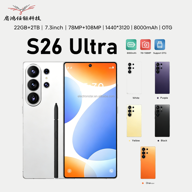 22GB+2TB 8000mAh Full Screen 7.3inch S26 Ultra Dual-SIM Dual-Standby 144HZ Deca Core HD MTK Snapdragon8gen4 10core GSM LED