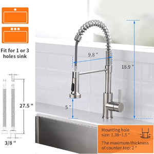Robinet de cuisine monocommande chromé de style commercial certifié CUPC avec douchette extractible - Product Image 3