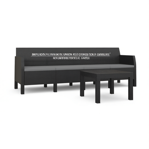 Ensemble de salon de jardin en polypropylène anthracite, aspect rotin, mobilier d'extérieur 4 places, design contemporain - Product Image 1