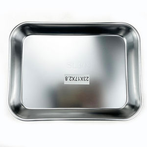 الفولاذ المقاوم للصدأ صينية مربعة 304 طب الأسنان مسطحة القاع تطهير علبة الأسنان صك صك - Product Image 1