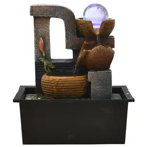 Garden Rotating Ball Outdoor Water Stone Fountain With LED