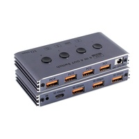 Commutateur KVM USB 3.2 Gen2 4x4 en métal Hardrock WS-C-44UB, prend en charge la transmission de données OTG 10 Gbit/s, gris, modèle exclusif