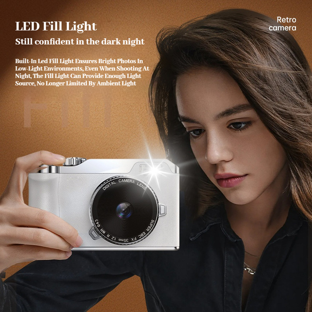 Portable Mini Entry Level Student Digital Camera HD Pixel Dual Selfie CCD Retro Style CMOS Supports MicroSD 10x-20x Plastic