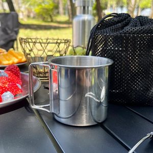 4 Piece Stainless Steel <b>Cup</b> <b>Set</b> with Foldable Handles Stackable Portable Travel Mug <b>Set</b> for Hiking Backpacking Picnic - Product Image 5
