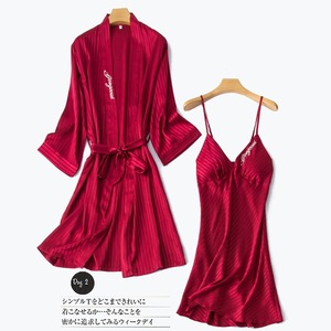 Women's High Quality 100% Pure Silk Pajama Set Long Sleeve Satin Robe with Button <strong>Thermal</strong> 2-Pcs Loungewear Includes <strong>Pyjama</strong> - Product Image 4