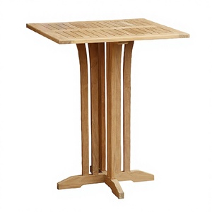 Mesa de Bar Cuadrada Desmontable de Alta Calidad, Moderna, con Panel de Madera de Teca, para Cocina Exterior, Comedor, Parque - Product Image 1