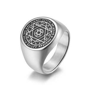 Hexagram Twelve Constellation Guardian <b>Ring</b> Titanium Steel Men's Index Finger <b>Ring</b> Gift Jewelry Steel Gold Color - Product Image 5