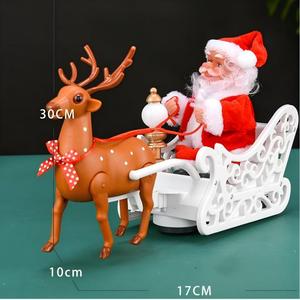 DAMAI Motorized Reindeer Sleigh Santa Figure Walking Elk <b>Pull</b> Sled <b>Light</b> Up Christmas Table Ornament Electric Christmas Toy - Product Image 5