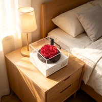 Kado Hari Valentine untuknya: Speaker Bluetooth dengan Kotak Bulat Mawar Awet dan Lampu Hangat untuk Dekorasi Tahun Baru dan Ulang Tahun