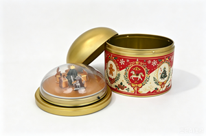 Rotating Musical Tinplate Dome Lid Food Grade Metal Custom Printed Cookie Candies <b>Chocolates</b> <b>Tin</b> Box Holiday Gift Storage - Product Image 6