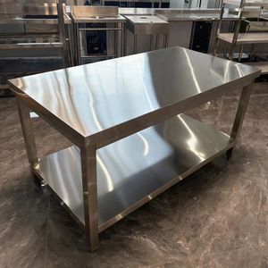 Bàn chuẩn bị thức ăn bằng thép không gỉ 304/201 nặng, thiết bị nhà bếp thương mại. - Product Image 1