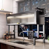 Organisateur d'évier multifonctionnel pour cuisine, étagère de rangement en fer, égouttoir anti-poussière pour comptoir, meuble de rangement pour bols et tasses