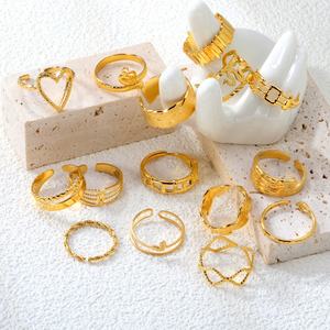 Factory Wholesale Stainless Steel <b>Open</b> <b>Ring</b> Waterproof Jewelry Fashion Custom Hollow Wavy Convexity love Heart Adjustable <b>Ring</b> - Product Image 2