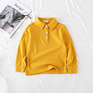 Anak-anak Baru Pakaian Musim Semi Musim Gugur Pakaian Balita Anak Laki-laki T-shirt Blus Kapas Kosong Turn Down Kerah Padat Polos T Shirt untuk Anak 2-7T - Product Image 4