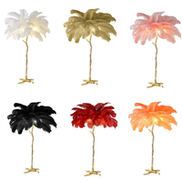 Lampes sur pied Art Déco pour salon, lumière d'intérieur debout, lumière d'angle en résine, lampe sur pied à plumes d'autruche LED