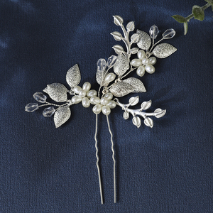 Vintage Simple blanc perle fleur <span class=keywords><strong>épingle</strong></span>s <span class=keywords><strong>à</strong></span> <span class=keywords><strong>cheveux</strong></span> européen américain mariée <span class=keywords><strong>mariage</strong></span> coiffes élégant polyvalent alliage feuille <span class=keywords><strong>épingle</strong></span>s <span class=keywords><strong>à</strong></span> <span class=keywords><strong>cheveux</strong></span> - Product Image 4